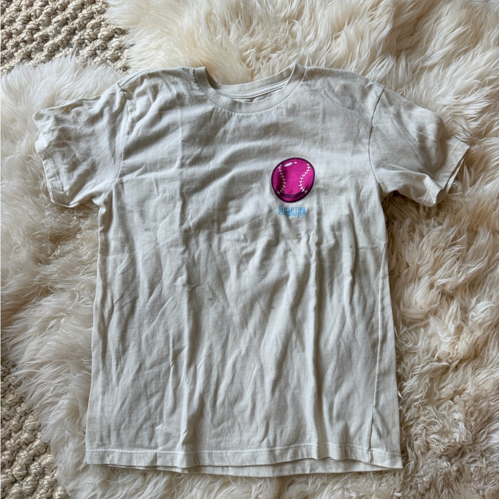 Kids Cream T-Shirt with Pink Graphic - Picture 3 of 3